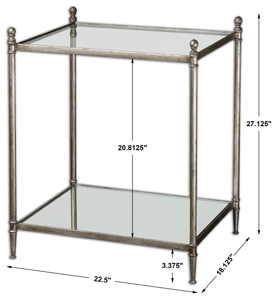 Uttermost Gannon Mirrored Glass End Table