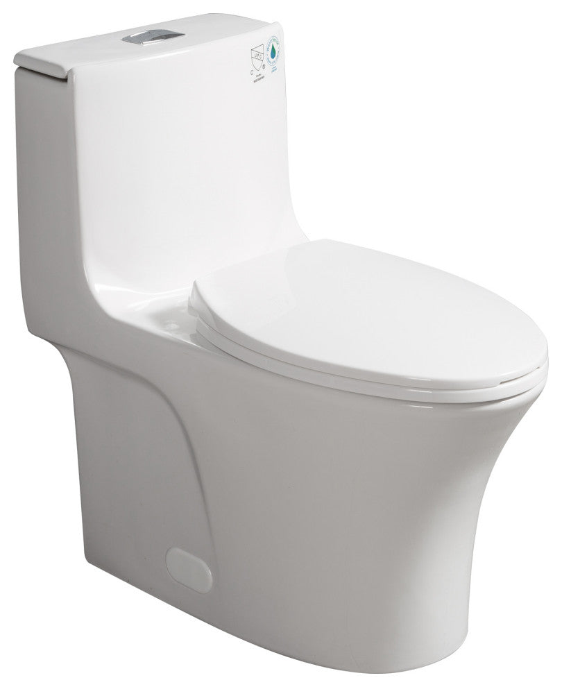 One-piece 1.1/1.6 GPF Dual Flush Elongated Toilet with Soft-Close Seat
