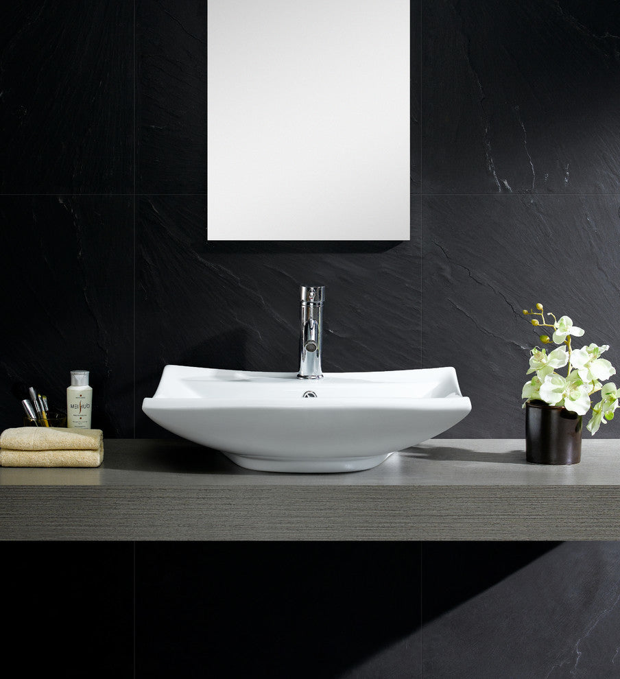 Fine Fixtures White Vitreous China Square Vessel Sink