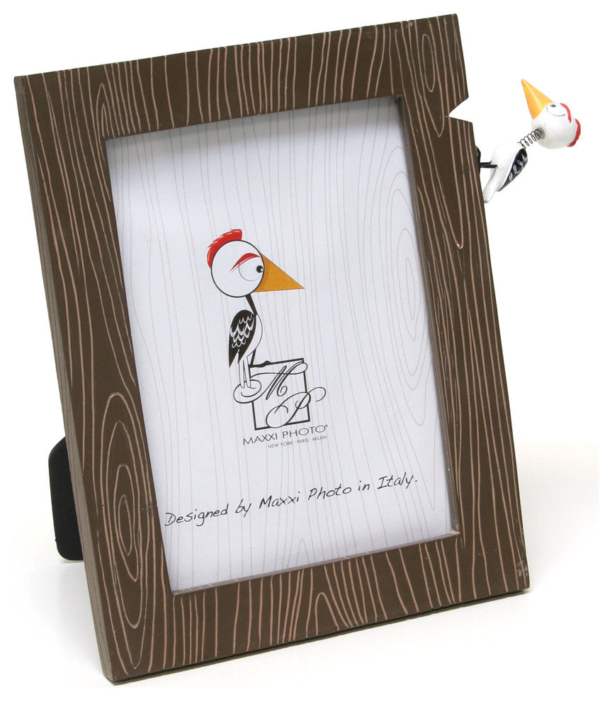 5"x7" Fantasy Polyresin And Woodpecker Frame, Brown
