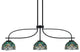 Cavella 3 Light Island Light, Matte Black Finish, 7" Turquoise Cypress Art Glass