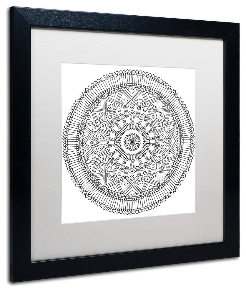 Hello Angel ''Mandala II'' Art, Black Frame, White Mat, 16x16