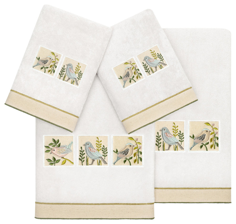 Linum Home Textiles 100% Turkish Cotton BELINDA 4PC Embellished Towel Set