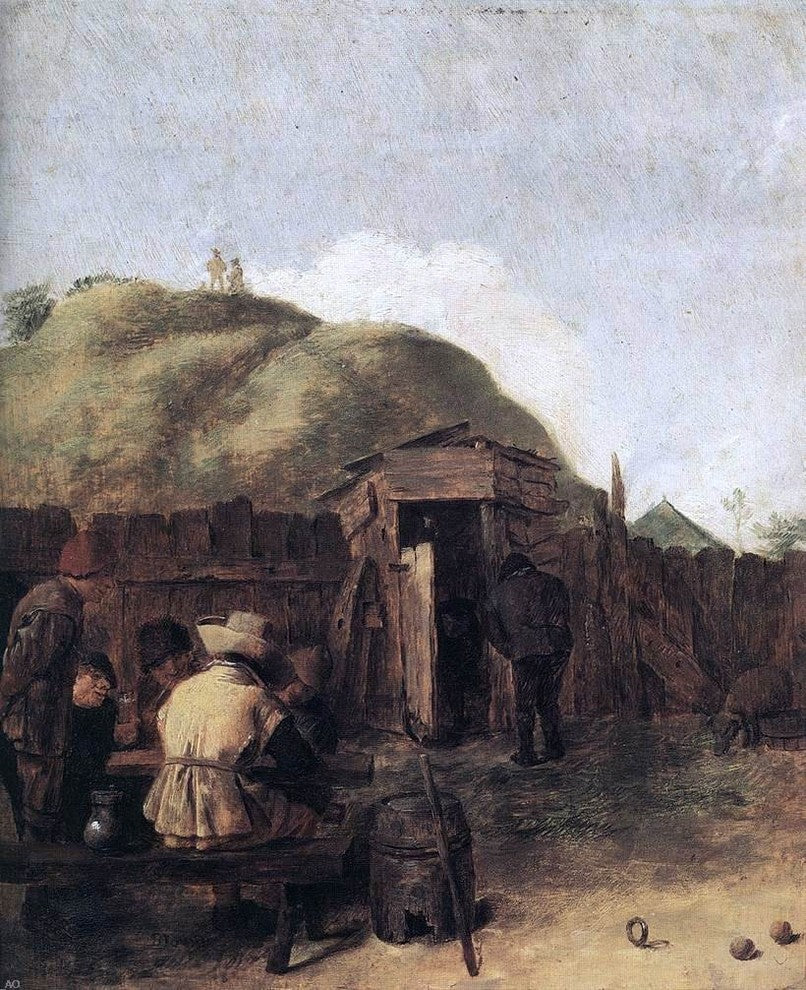 Adriaen Brouwer Seated Drinkers, 20"x25" Wall Decal Print