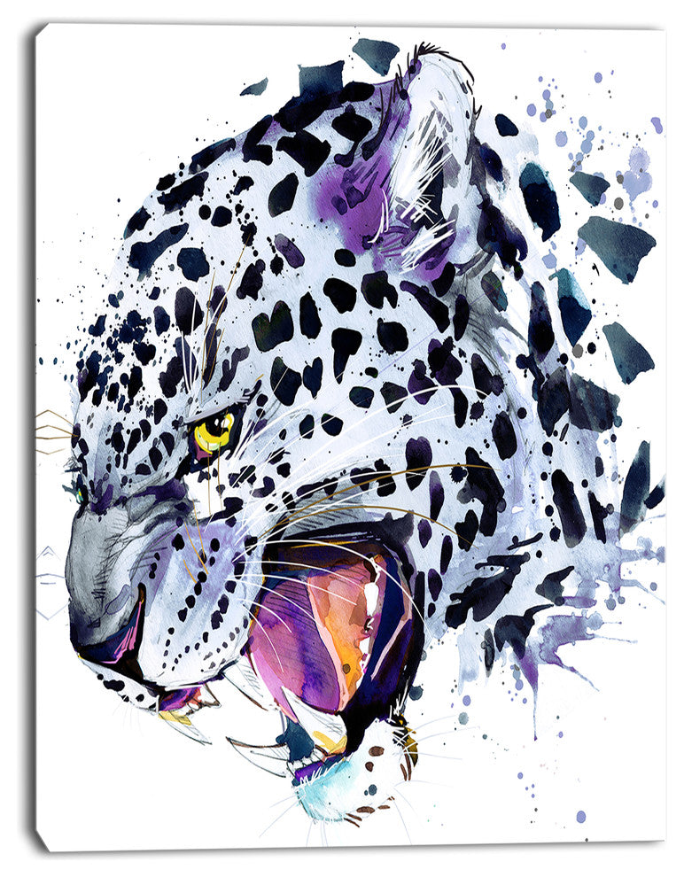 Ferocious Snow Leopard Face, Animal Canvas Art Print, 30"x40"