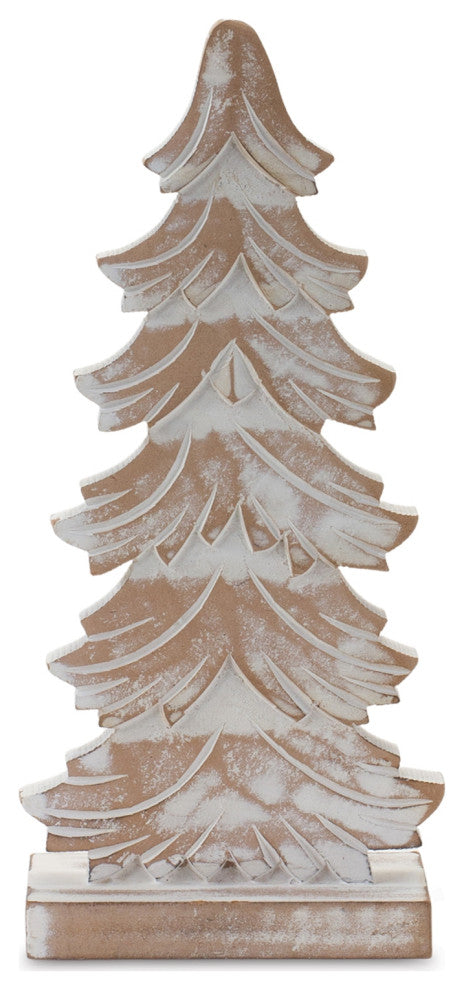 Wood Carved Pine Tree, 3-Piece Set