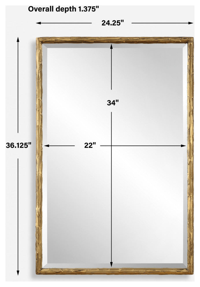 Uttermost 09993 Sutton 24-1/4" W x 36-1/8" H Rectangular Framed - Gold