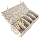 5 Section Tea Box With Lid, White Wash