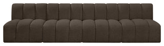 Arc Boucle Fabric Upholstered 4-Pc. Modular Sofa, Brown