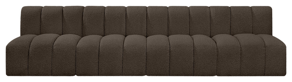 Arc Boucle Fabric Upholstered 4-Pc. Modular Sofa, Brown