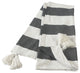 Charcoal Gray Cabana Striped Throw Blanket with Tassels
