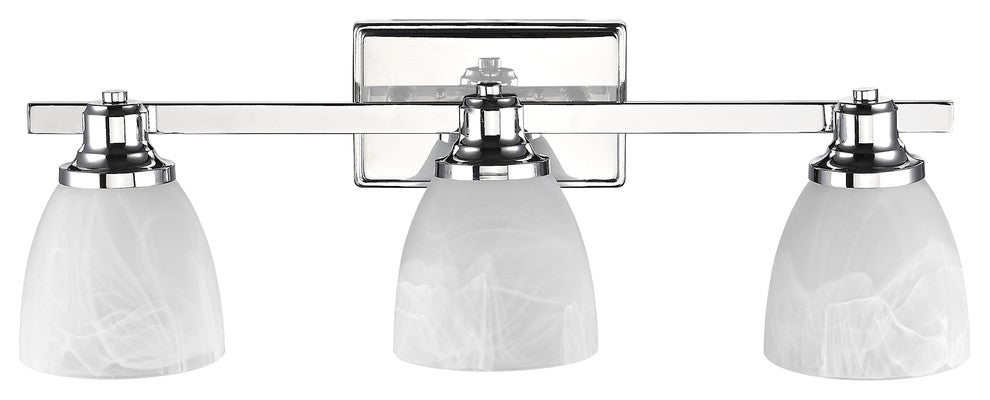 GEWNEVERE Transitional 3 Light Chrome Finish Bath Vanity Wall Fixture White Alab