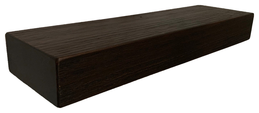 Rustic Floating Mountable Wood Shelf 3" Thick x 7" Deep, Pine, Mocha, 24"