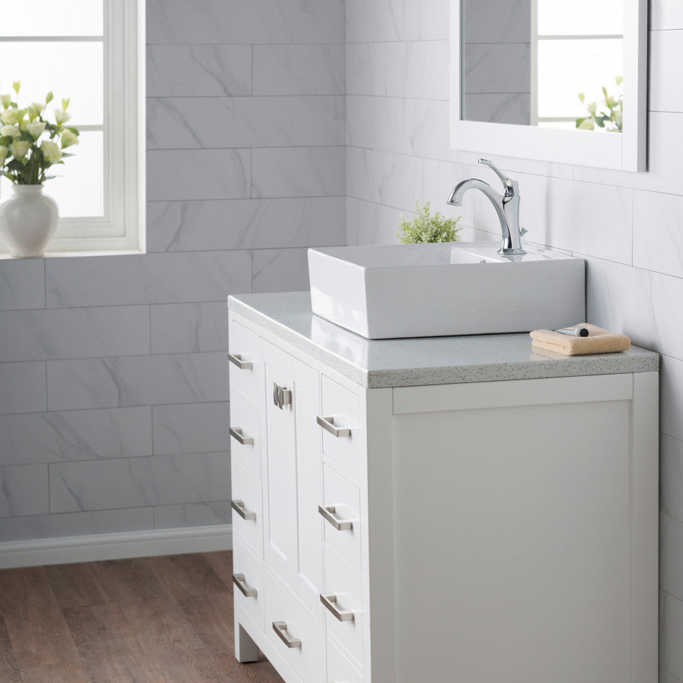 Elavo Ceramic Square Vessel White Sink