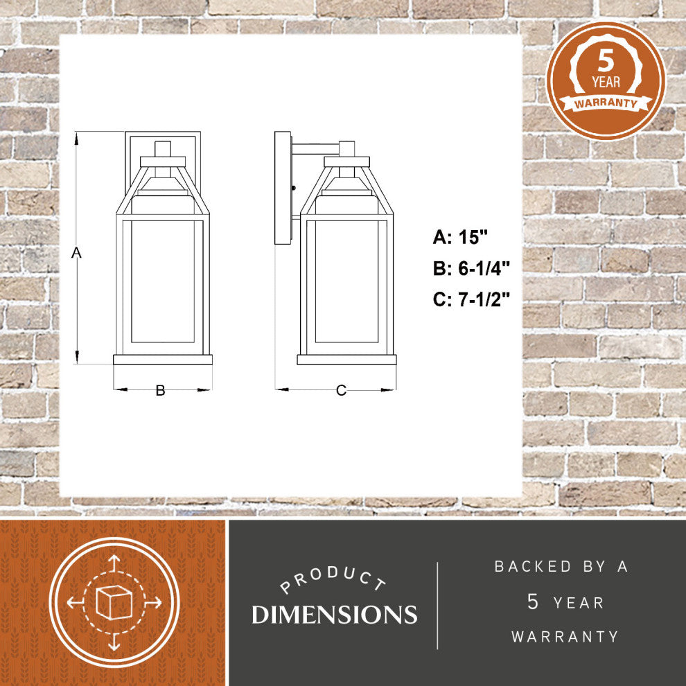 Napier 6.25" Outdoor Wall Light Forged Black and Rustic Elm