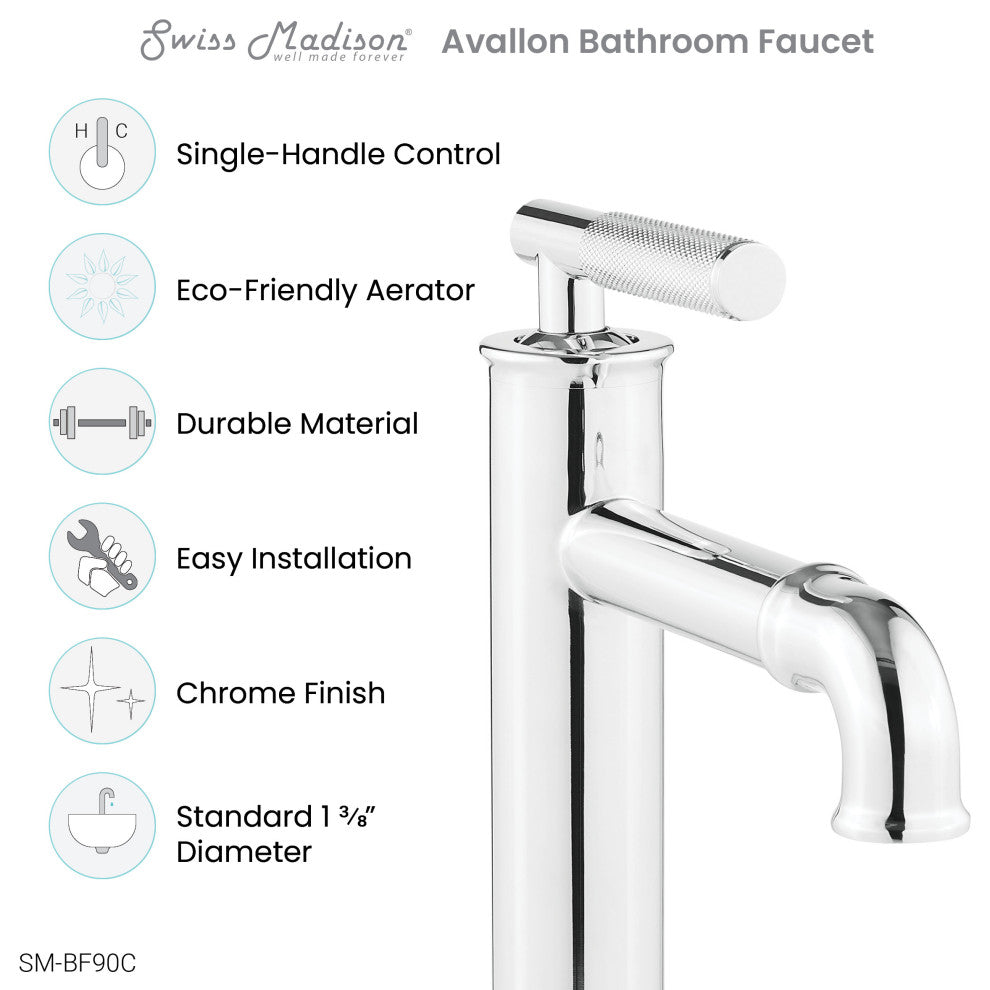 Avallon Single Hole, Single-Handle Sleek, Bathroom Faucet, Chrome
