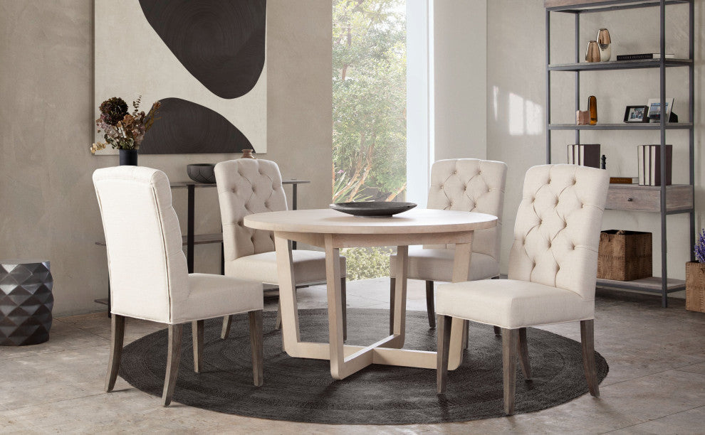 Solano 51" Round Dining Table, Natural Gray