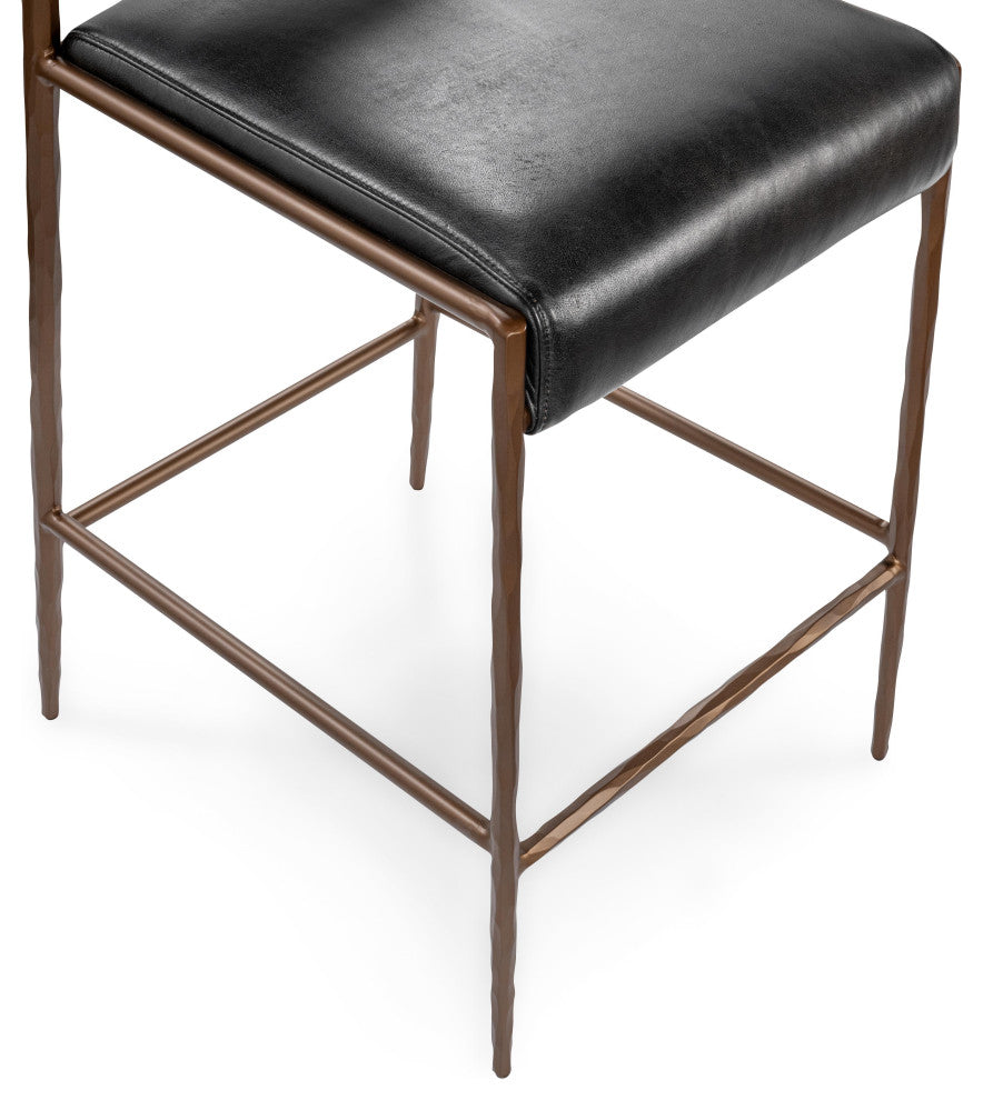 Kayne Leather Counter Stool by Kosas Home , Black