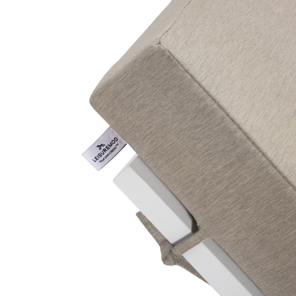 LeisureMod Chelsea Chaise Lounge Chair With Side Table, Beige