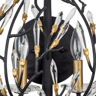 Bask 2-Lt Crystal Sconce - Matte Black/French Gold
