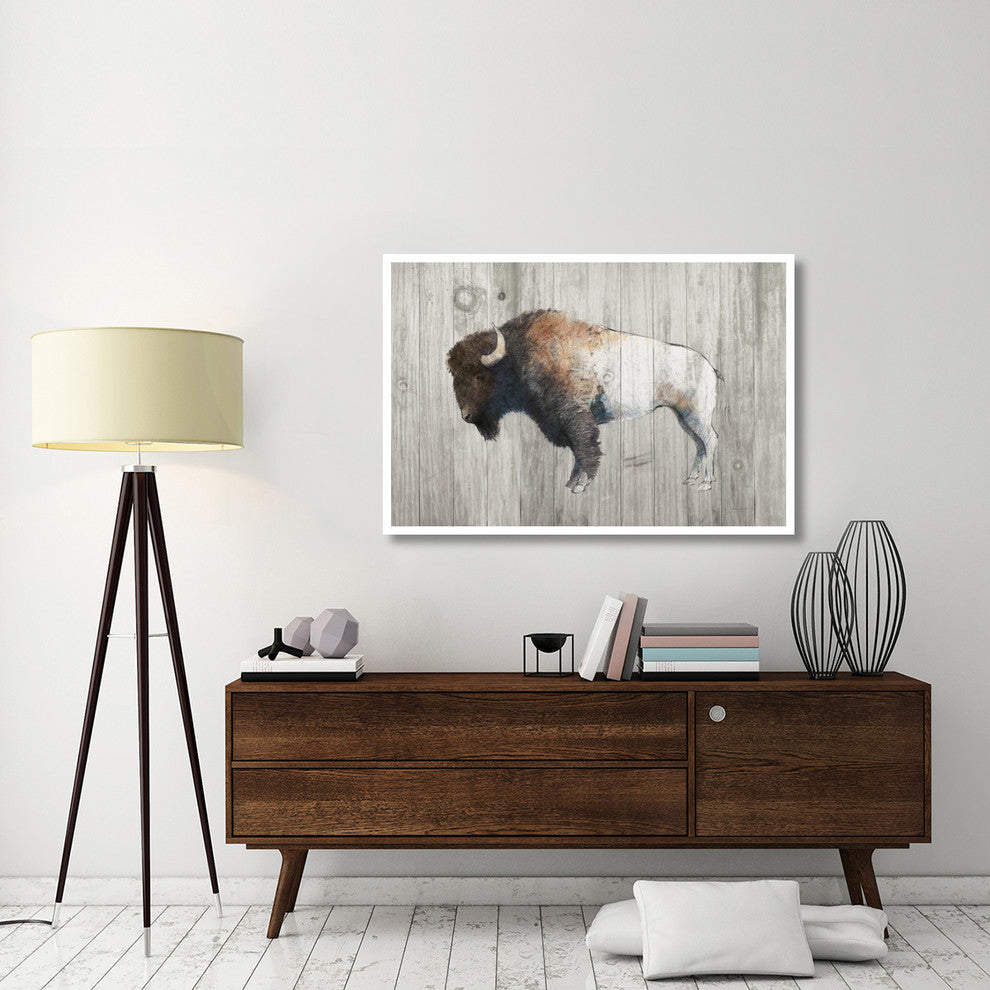 "Colorful Bison Dark Brown on Wood" Paper Print by Avery Tillmon, 50"x34"