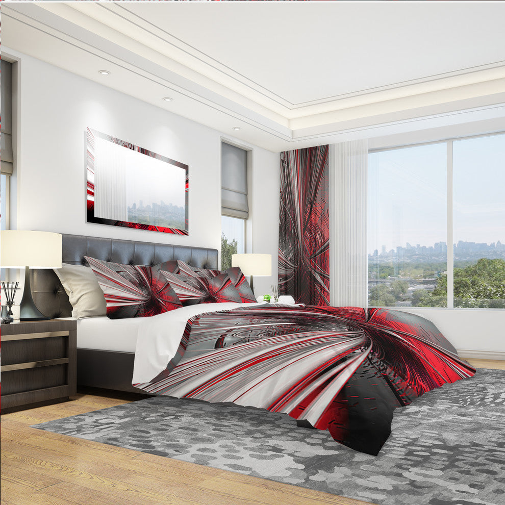 Fractal 3D Deep into Middle Modern and Contemporary Duvet Cover Set, King + 2 Sh