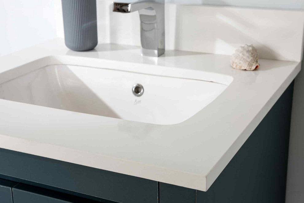 Mila Collection 24" Bathroom Vanity With Sink, Mirror, Countertop, Alasca Blue