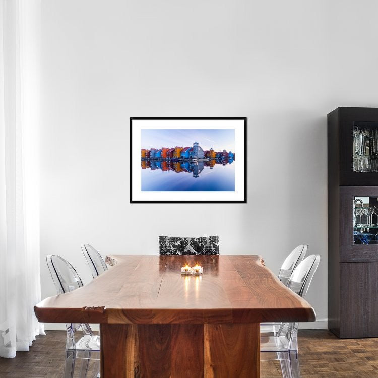 "Colored Homes" Framed Digital Print by Ton Drijfhamer, 38"x28"