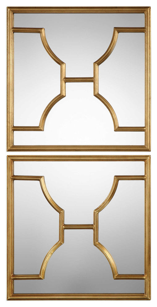 Misa Gold Square Mirrors, Set of 2