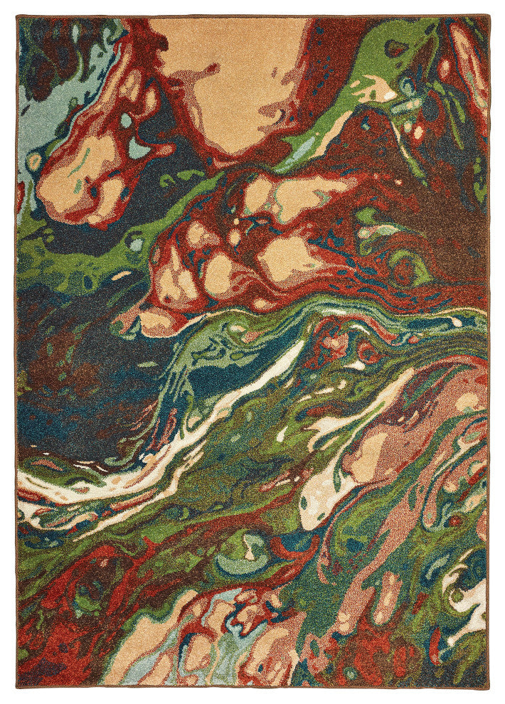 Oriental Weavers Dawson Rust/ Teal Abstract Indoor Area Rug 3'10"X5'5"