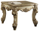 Benzara BM177678 Scrolled Legs/Carving Details Wooden End Table, Gold Patina
