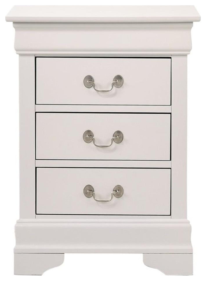 Glory Furniture Louis Phillipe 3 Drawer Nightstand in White