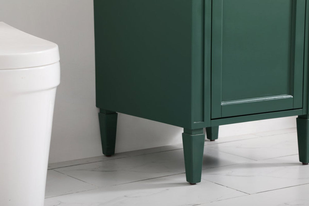 Home Living Vanity with Carrara White Marble Countertop, Green, 21", Single Sink