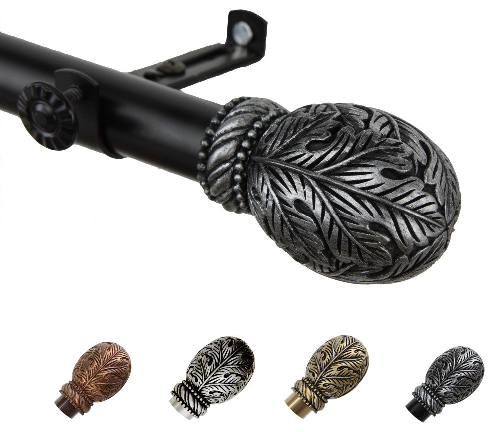 Verdant 13/16" Diameter Curtain Rod, Black, 18-28"