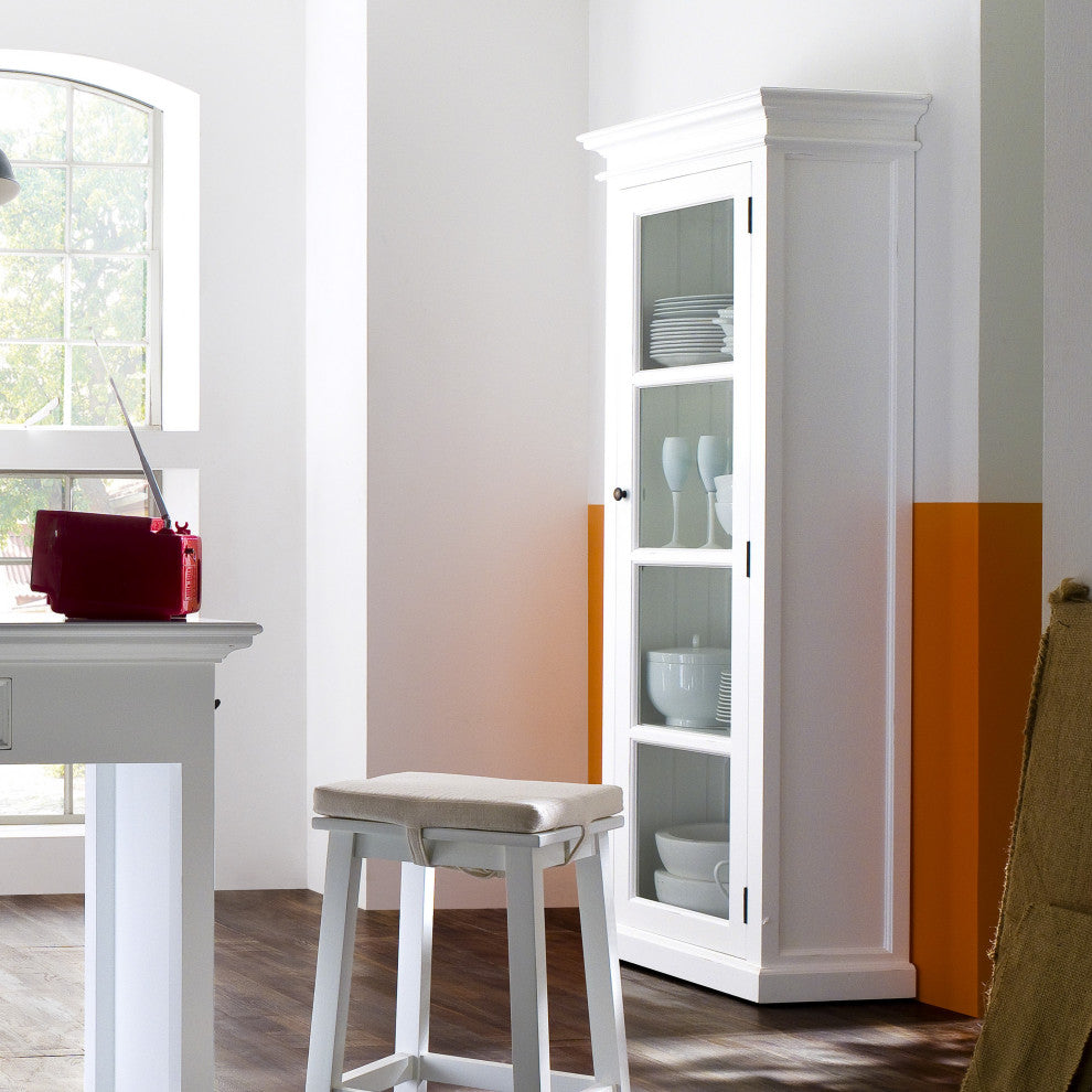 Classic White and Glass Door Storage Cabinet