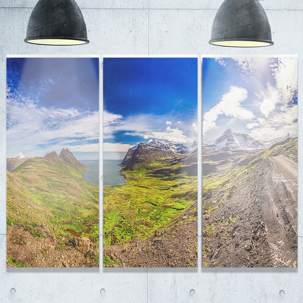 "Arctic Sea and Green Mountains" Metal Wall Art, 3 Panels, 36"x28"