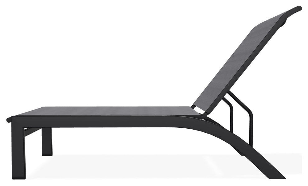 Kendall Sling Stackable Outdoor Chaise Lounge, Augustine Pewter/Black