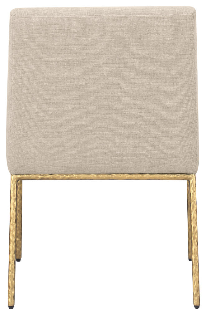 Reeves Upholstered Dining Chair, Beige, Chenille , AC,  Brushed Brass, Set of 2