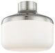 Livvy 1-Light 12"W Flush Mount Polished Nickel Finish Opal Glossy Glass