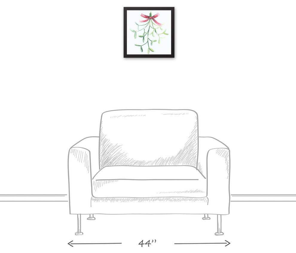 Watercolor Mistletoe 12x12 Black Framed Canvas