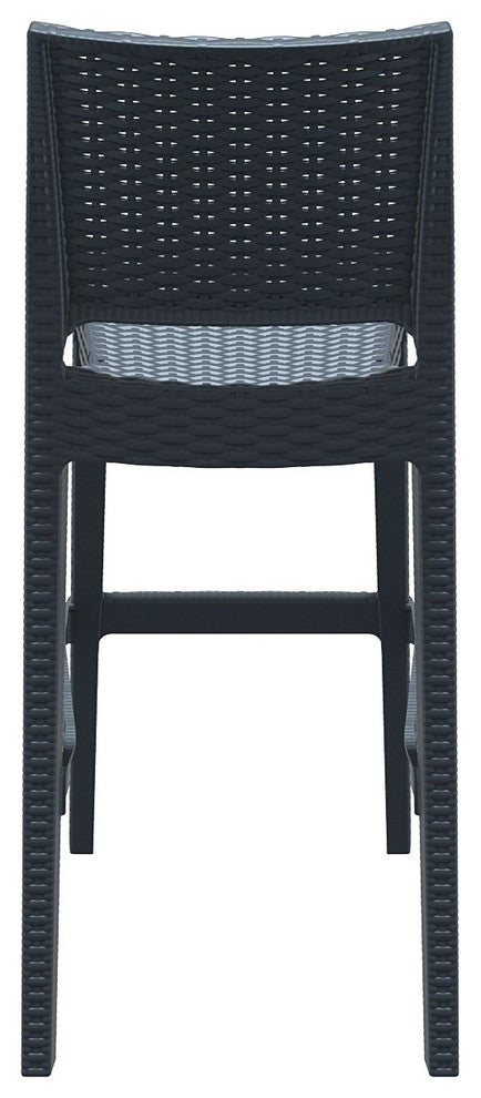Jamaica Resin Wickerlook Barstool, Dark Gray, Set of 2