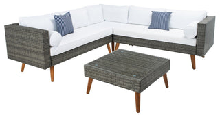 Safavieh Analon Outdoor Sectional, Grey Brown / White