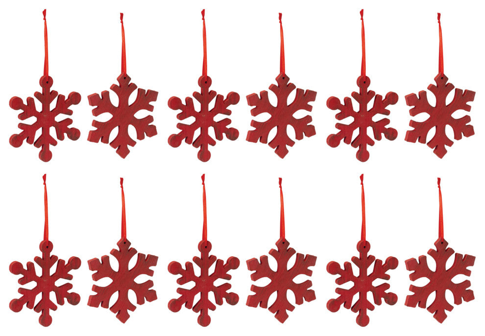 Fir Wood Snowflake Ornament, Set of 12