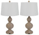 Set of 2 Table Lamps With USB Charging Ports and LED Bulbs Included