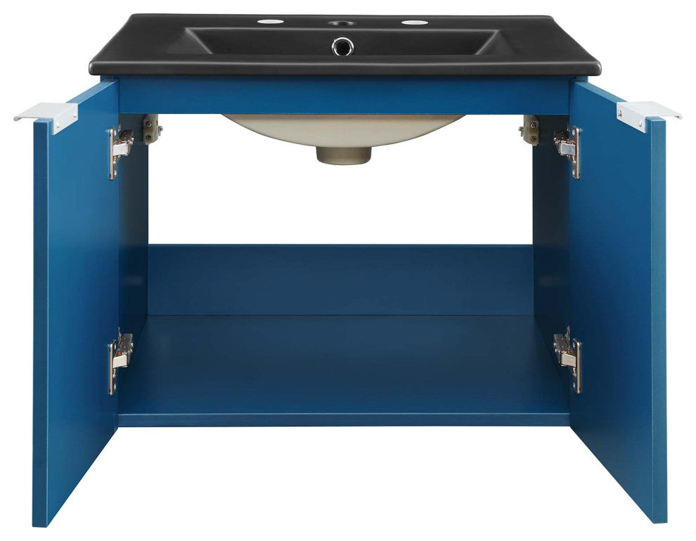 Maybelle 24" Wall-Mount Bathroom Vanity Navy Black -5370