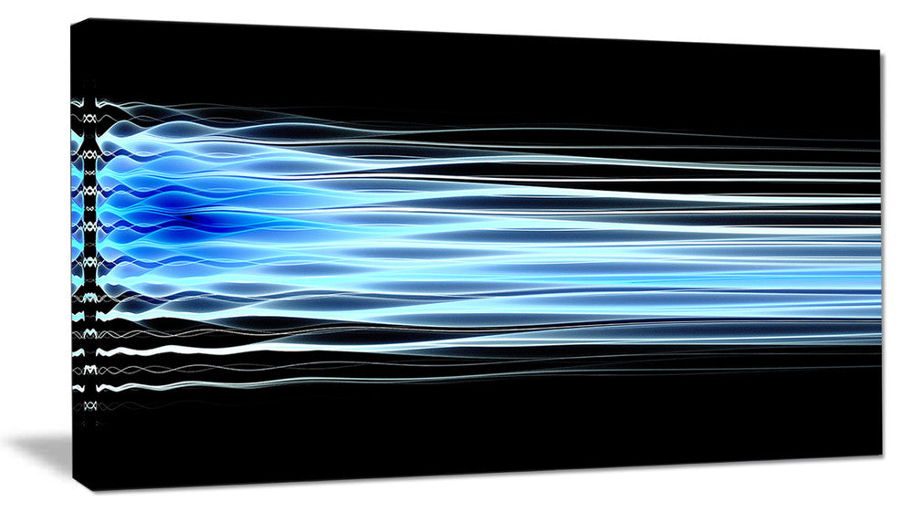 Light Blue Fractal Waves, Abstract Art on Canvas, 32x16