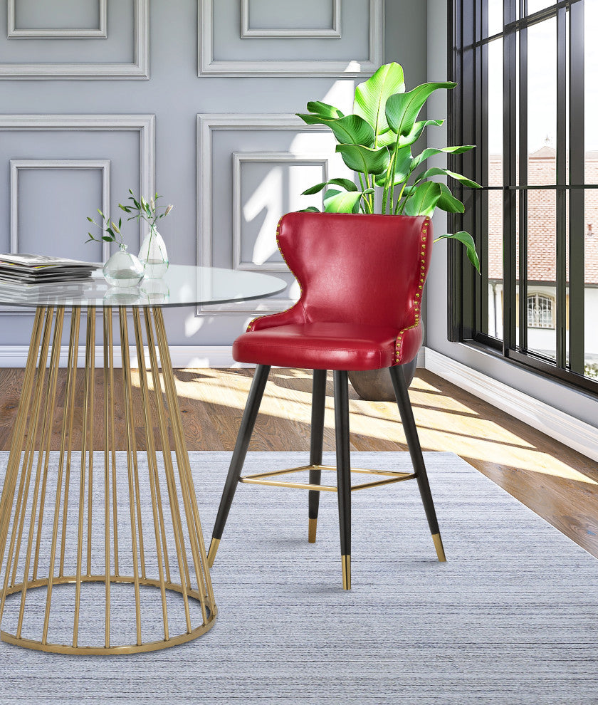 Hendrix Faux Leather Upholstered Bar Stool, Set of 2, Red