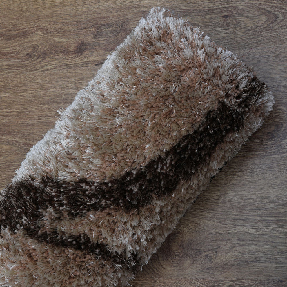 Hand Tufted Shag Polyester Area Rug Geometric Beige Multicolor, [Rectangle] 10'x14'