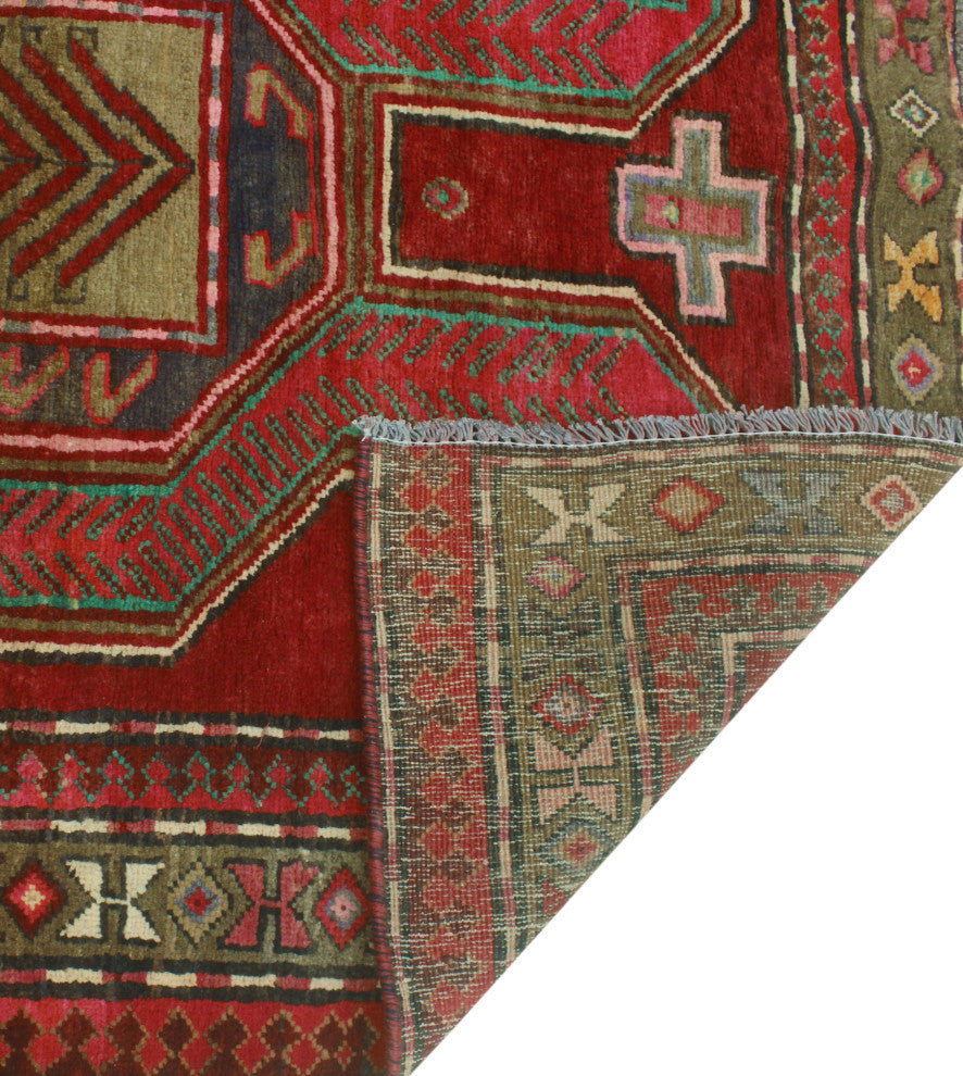 Fine Vintage Distressed Hussein Burgundy/Gray Runner, 4'3x9'3