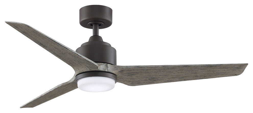 Fanimation TriAire Custom Ceiling Fan/LED Light, Matte Greige/Weathered Wood, 52